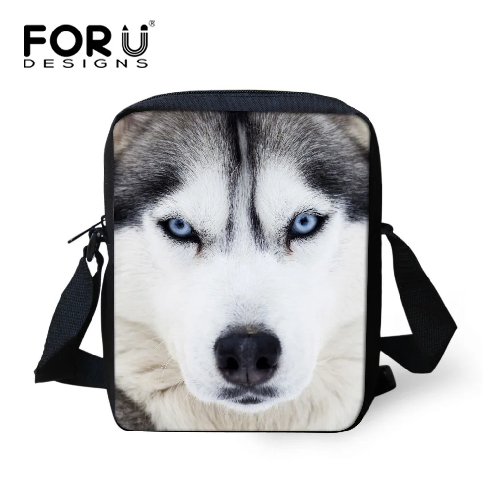 FORUDESIGNS забавное животное Хаски детская школьная сумка Милый принт белый рюкзак