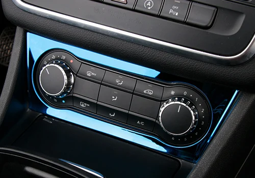 Blue Автомобильный Стайлинг, наклейки из нержавеющей стали, Крышка для автомобиля, центральная консоль, боковые планки, рамка для Mercedes Benz CLA GLA A Class W117 C117 X156 - Название цвета: Blue