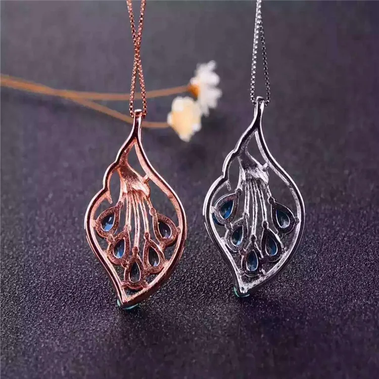 

KJJEAXCMY boutique jewels 925 sterling silver inlaid with natural blue topaz jewelry 3 piece pendant + necklace + ring.
