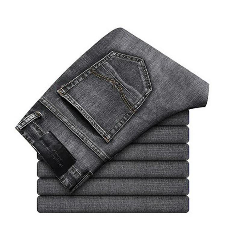 Новые модные мужские джинсы стрейч бизнес размера плюс повседневные уличные