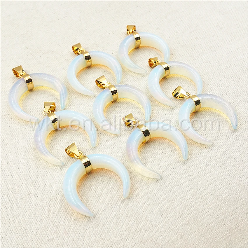 WT-P986 оптовая продажа изумительный натуральный полумесяц опал кулон красивый 10*35