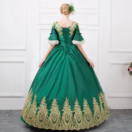 Зеленое кружевное танцевальное платье 18-го века королева викторианская Мария