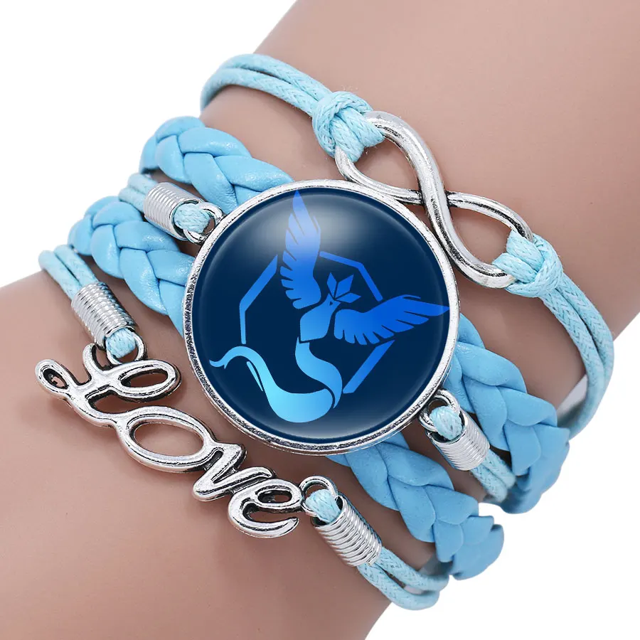 Кожаный браслет с подвеской Pocket Monster Team Mystic Valor Instinct Sign Infinity браслеты ручной