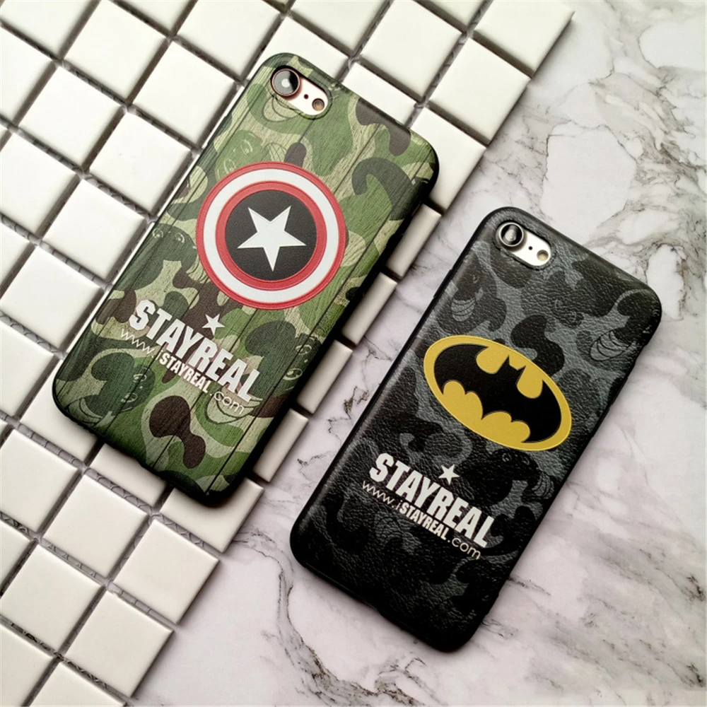 Супер герой военные камуфляж Бэтмен чехол для iPhone 6 S X 10 Marvel Зеленый Камуфляж