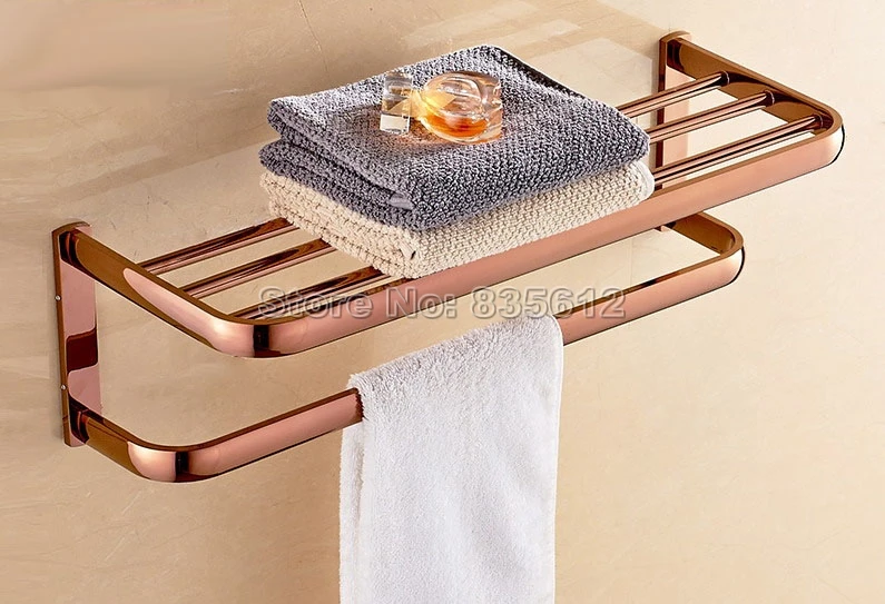 Новые роскошные розовые золотые латунные аксессуары для ванной комнаты