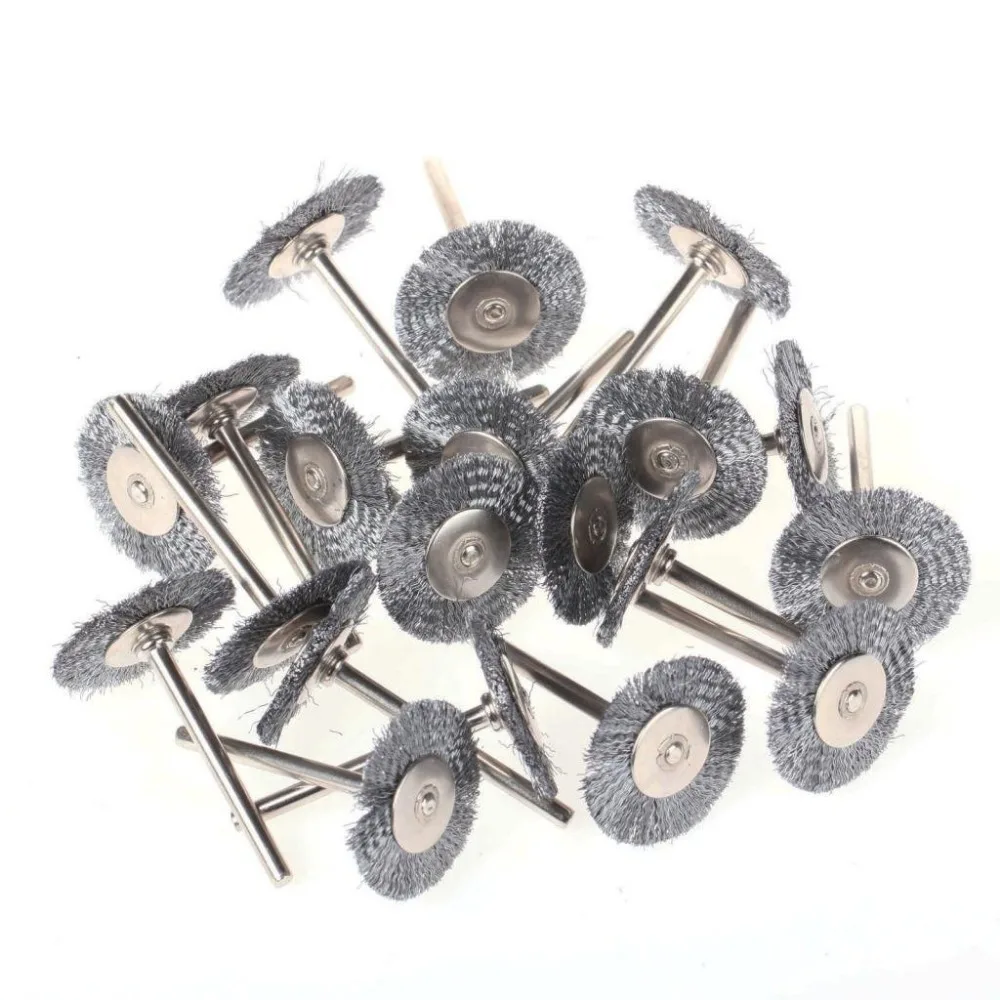 20 шт 3 мм хвостовик 25 диаметр стальной проволоки колесо щетка для Dremel|wheel rim|brush