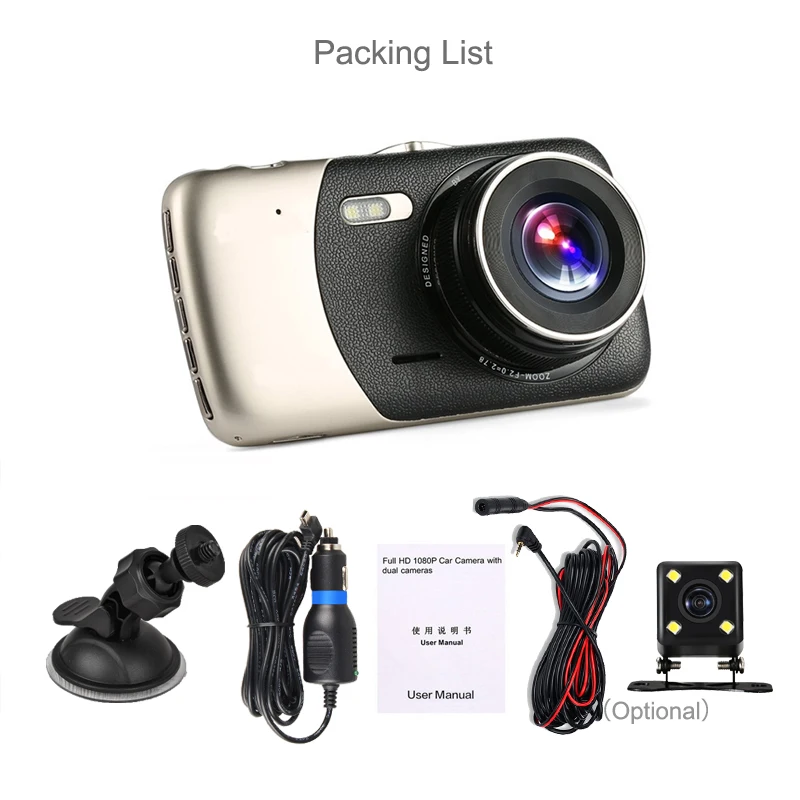 Newcarpro Dvr 4 дюймовая Автомобильная камера с двумя объективами FHD 1080P
