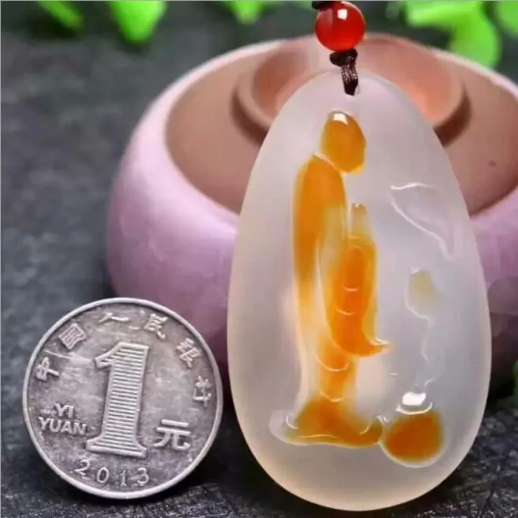 Natural style pendant chalcedony qiao color meditation Buddha Tie-in beads Men and women restoring ancient ways | Украшения и
