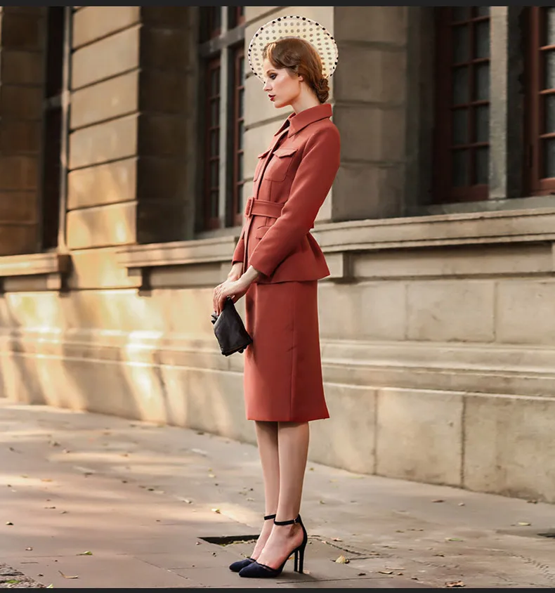 2021 New Arrivals Autumn Winter Women Dress Suits Office Lady Business Formal Work Wear 2 Piece Sets Vintage Retro Slim Dresses