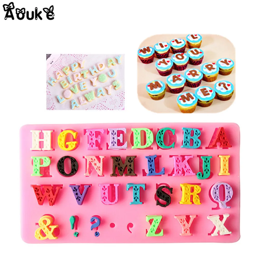

3D Uppercase Letter Symbol Shape Fondant Silicone Molds Embossed Cake Mold Chocolate Biscuits Mould DIY Kitchen Decorating Tools