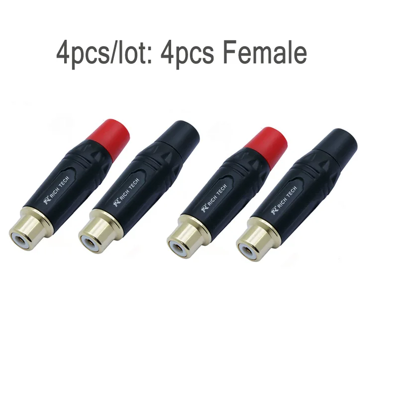 4pcs Female 4 шт./лот RCA мужской/женский разъем высокое качество позолоченный RCA штекер Гнездо аудио динамик Phono разъем - Цвет: 4pcs Female
