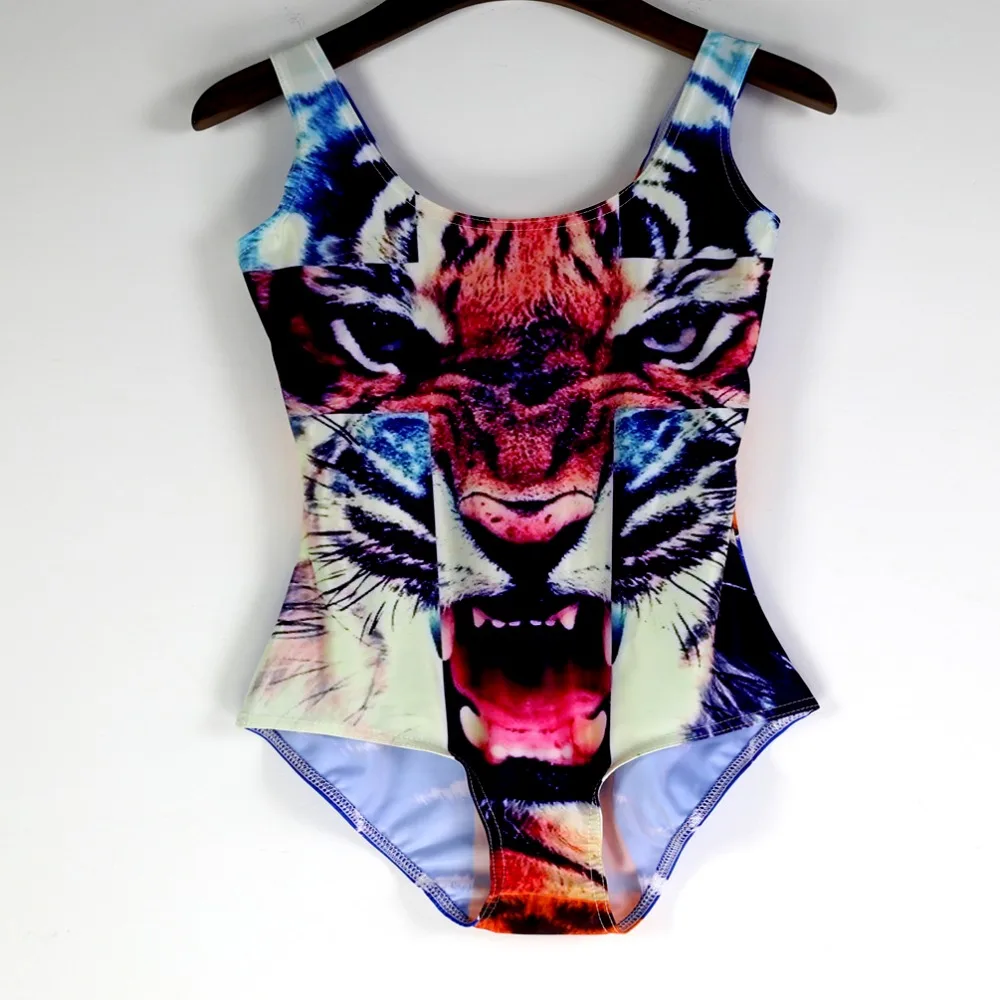 Бесплатная доставка 2017 Новый тренд женский слитный купальник свирепый принт