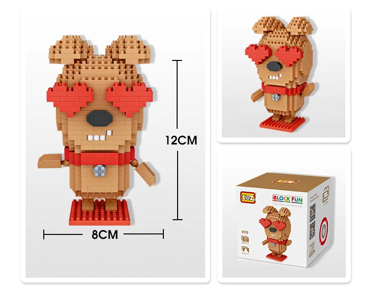 LOZ Diamant Blocs Amour Chien de Bande Dessinee Animaux IBlock Fun Anime Figure En Plastique Assemblee Jouets pour Enfants | Игрушки и