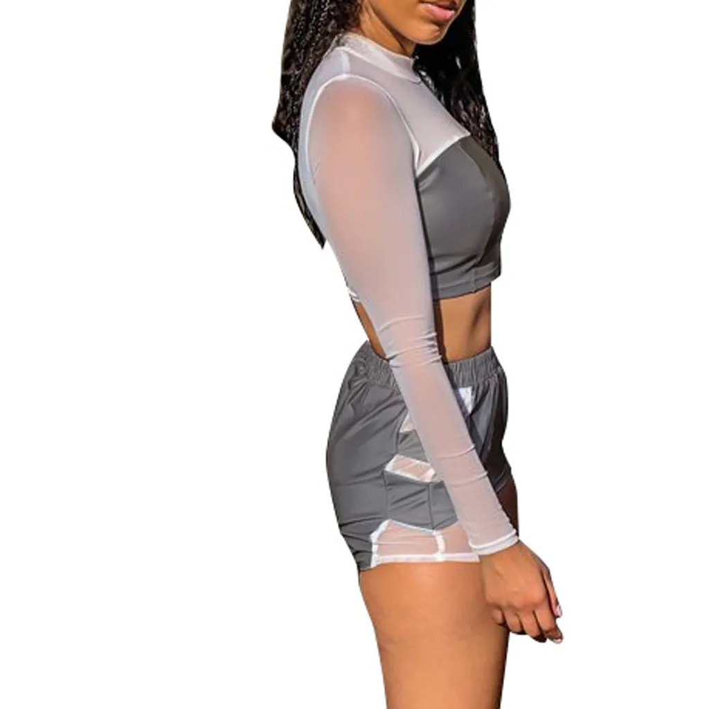 Женский комплект из двух предметов модный светящийся спортивный свободный