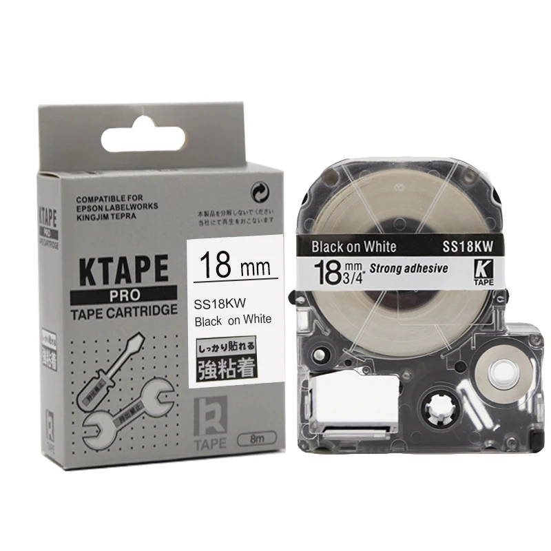 

30pks/лот SS18KW/LC5WBN 18 мм черный на белом KINGJIM LC Ленточный картридж для KingJim Labelworks принтера