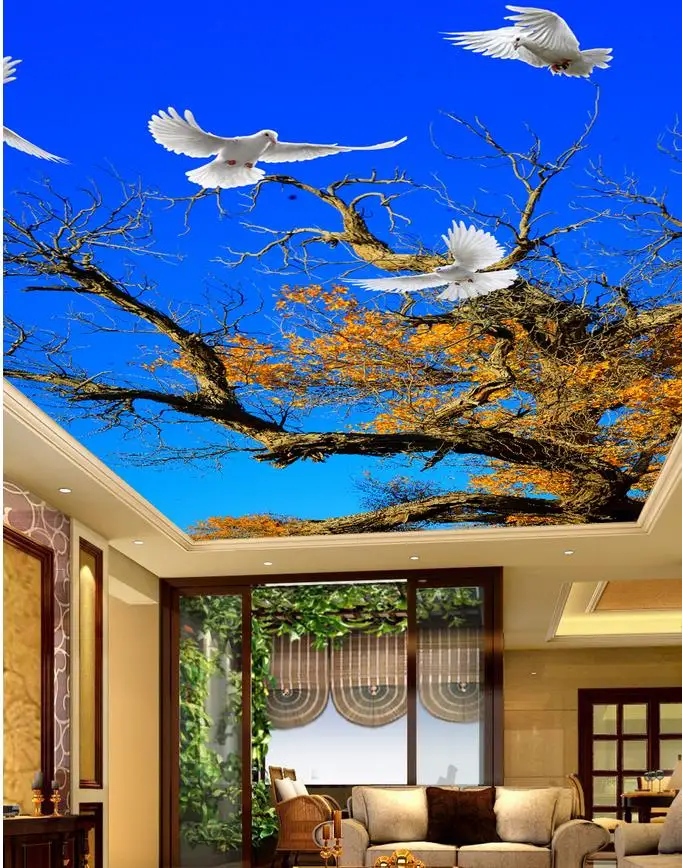 Лес с изображением голубого неба Потолочная гостиная спальня потолок 3d комнаты