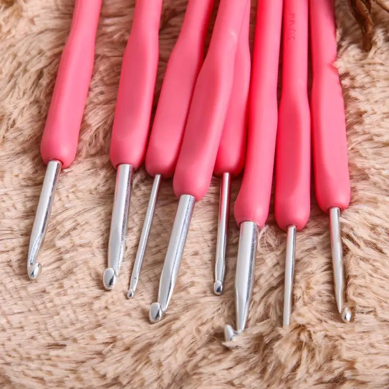 8 размеров алюминиевый крючком мягкая пластиковая ручка бытовая трикотажная