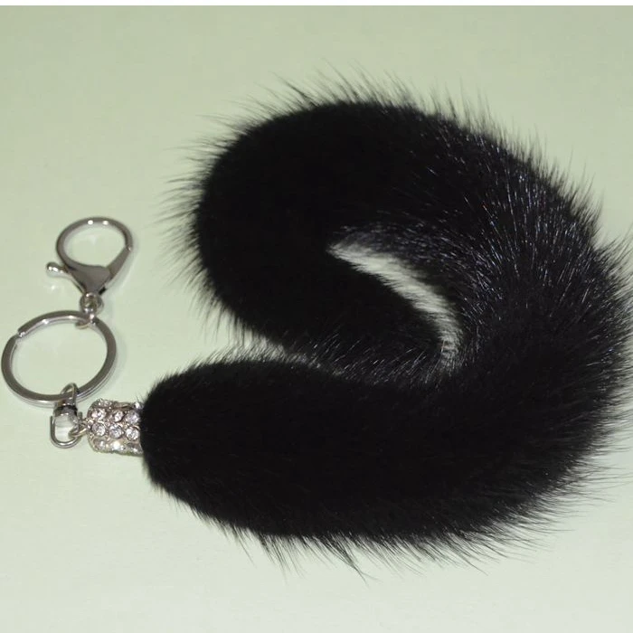 Real Genuine Mink fur tail keychain key ring hair mobile phone bag hanging Fluffy Key Chains Handbag bags car chains | Украшения и