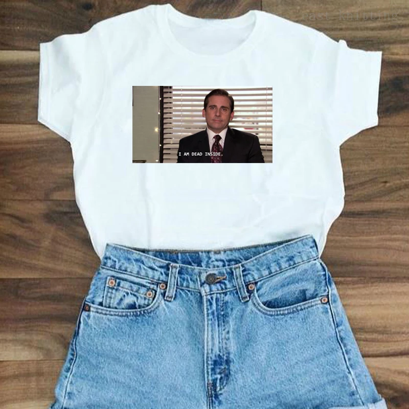 Women Fashion White Tee Funny Short Sleeve Casual T-Shirt The Office Michael Tops | Женская одежда