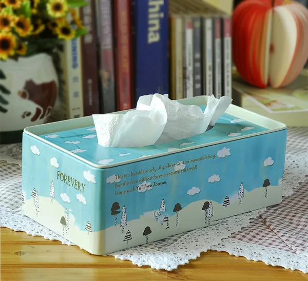 

Zakka grocery Mori small fresh iron box box paper towel smoke tin