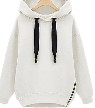 Новые модные женские негабаритных толстовки Длинный свитшот Side Zip Jacket пальто