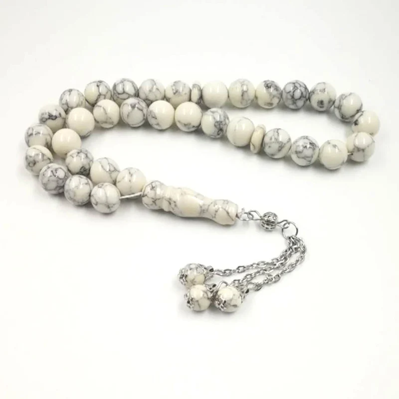 

Muslim Tasbih White Turquois 33 prayer beads islamic gift natural stone Rosary