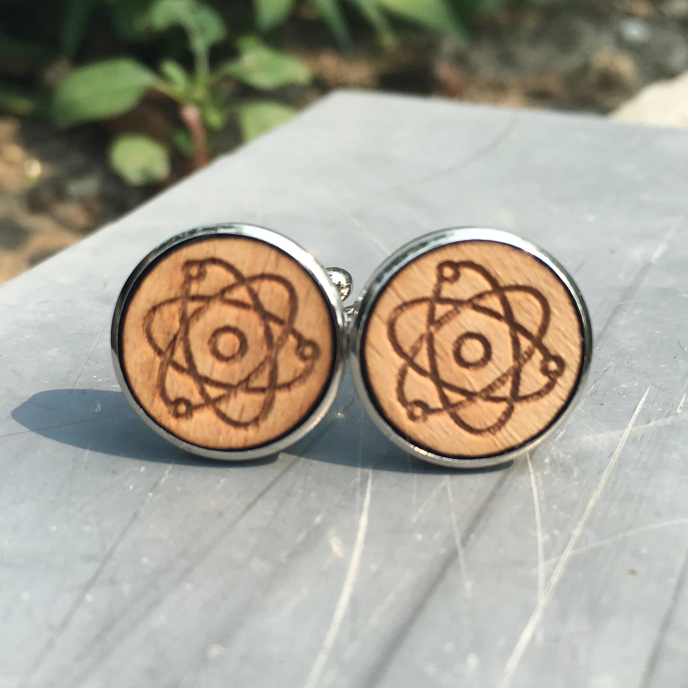 Atom Laser Cut деревянные Запонки ручной работы рустикальные Свадебные аксессуары Geekery
