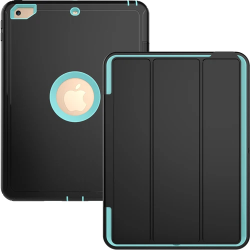 mint green Полный защитный чехол для iPad 9,7 6th iPad 9,7 5th Generation, дети Безопасный противоударный Heavy Duty Твердый переплет чехол с подставкой - Цвет: mint green
