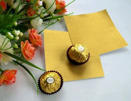 Тисненная Золотая алюминиевая фольга 15*15 см бумага для свадебной шоколадной