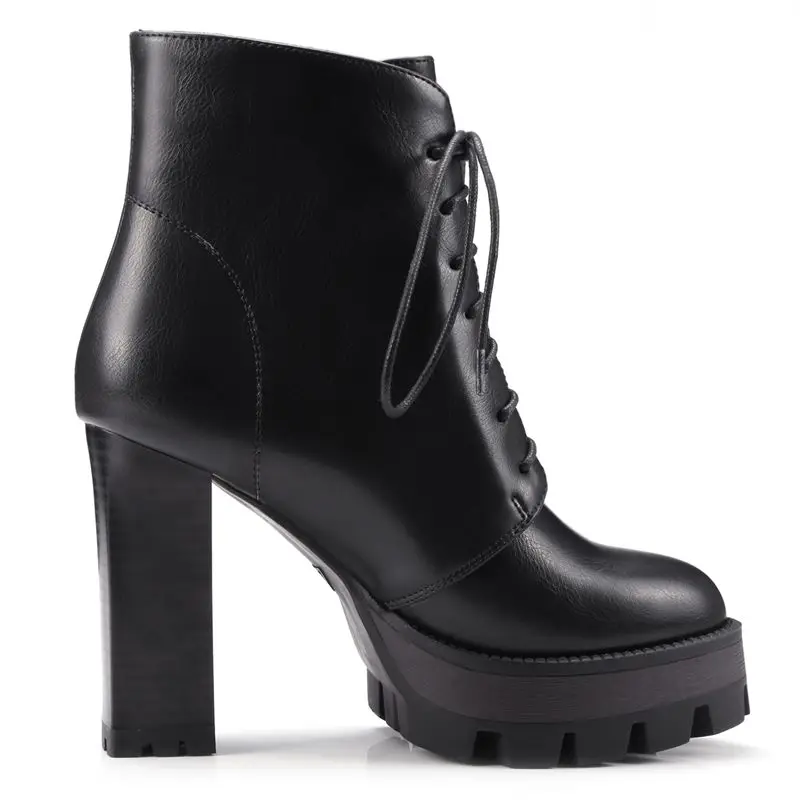 Asumer/Новые Модные женские ботинки зимние на платформе со шнуровкой ботильоны из