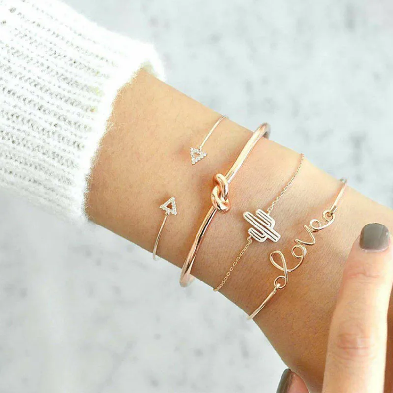 4 шт./компл. браслет на запястье с кристаллами для женщин Узел Любовь полые звенья
