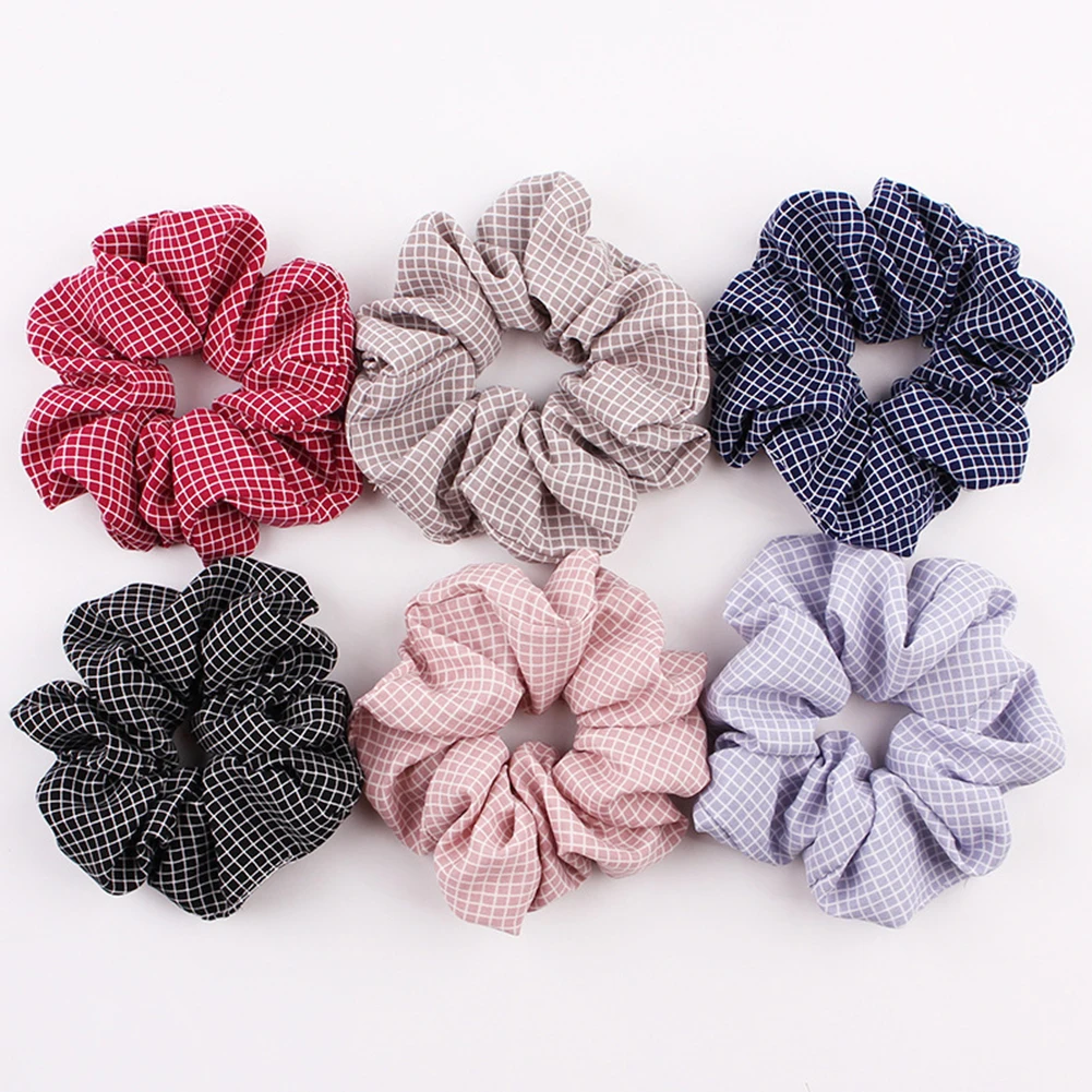 

Scrunchies Hair Rope Stripe Grid Fabric Scrunchy Hair Accessories Women Elastic Hair Bands Girls Ponytail Hair Ring Tie Hairband