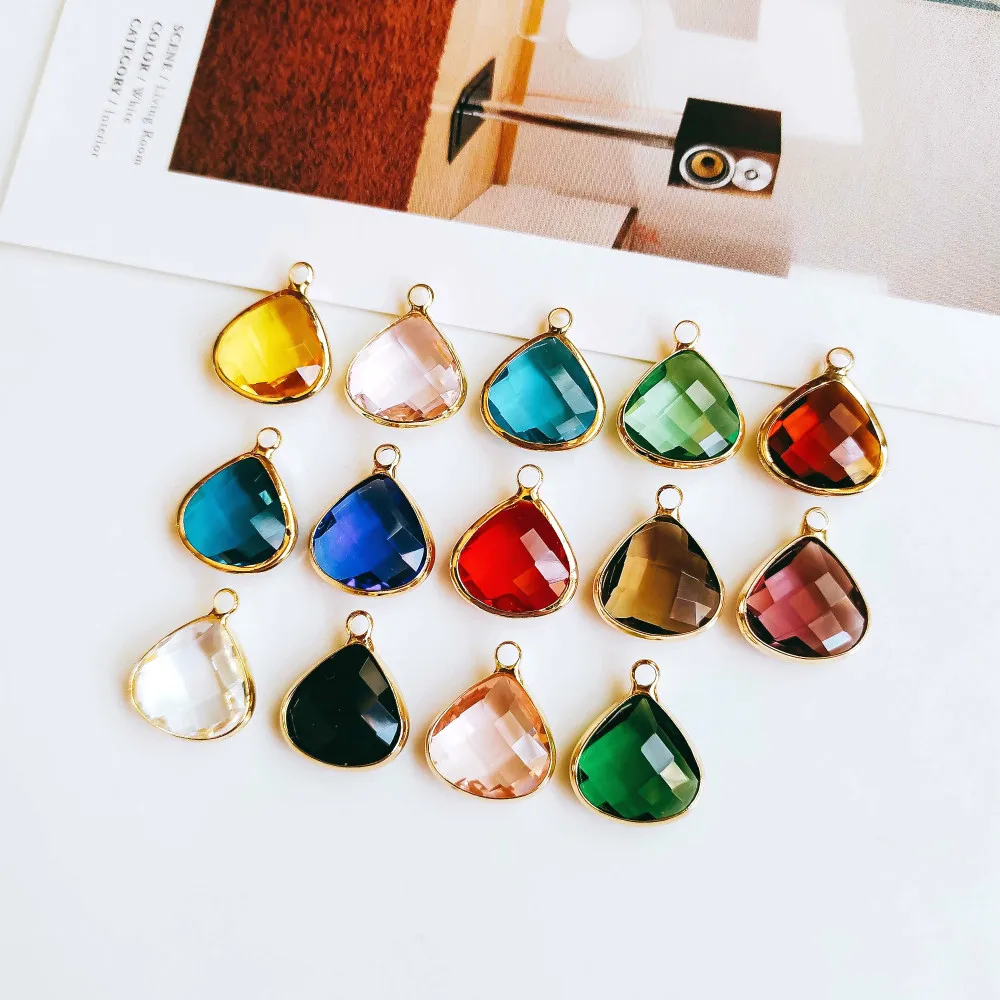 

Rhinestone Glass Gold Plated Eardrop Simple Color Earring Accessories Jewelry Component Diy Material Handmade 8pcs