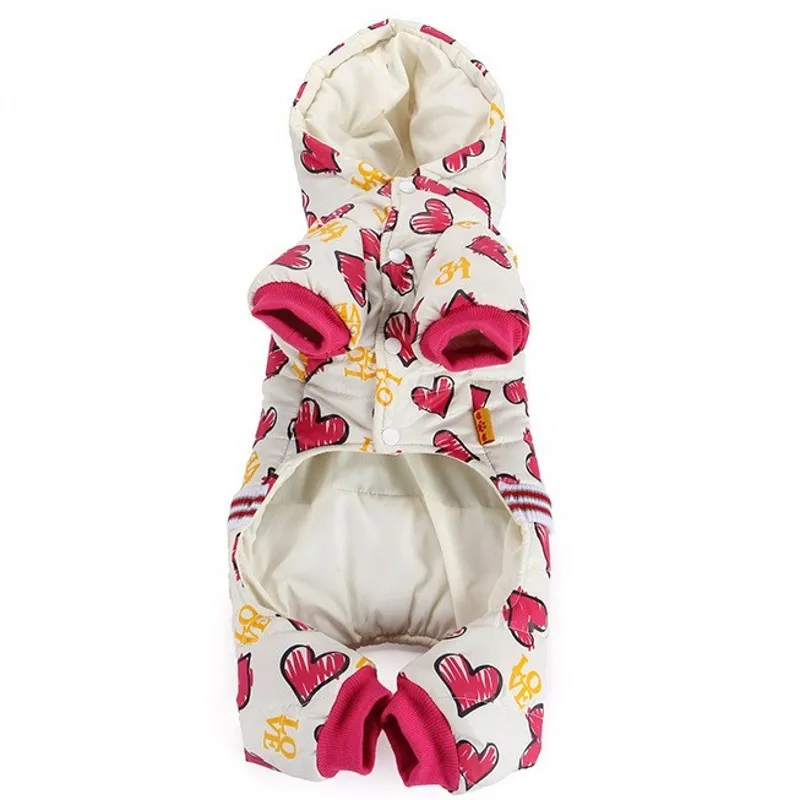 Зимняя одежда для собак розовый теплый водонепроницаемый нейлоновый комбинезон