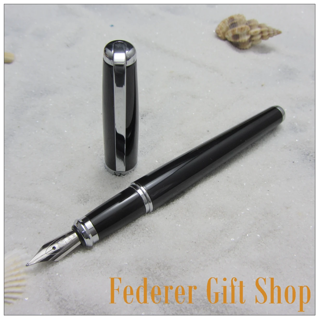 

Fuliwen F36 metal Case Gift Fountion Pen Black and Silver Clip M Nib ink Pen