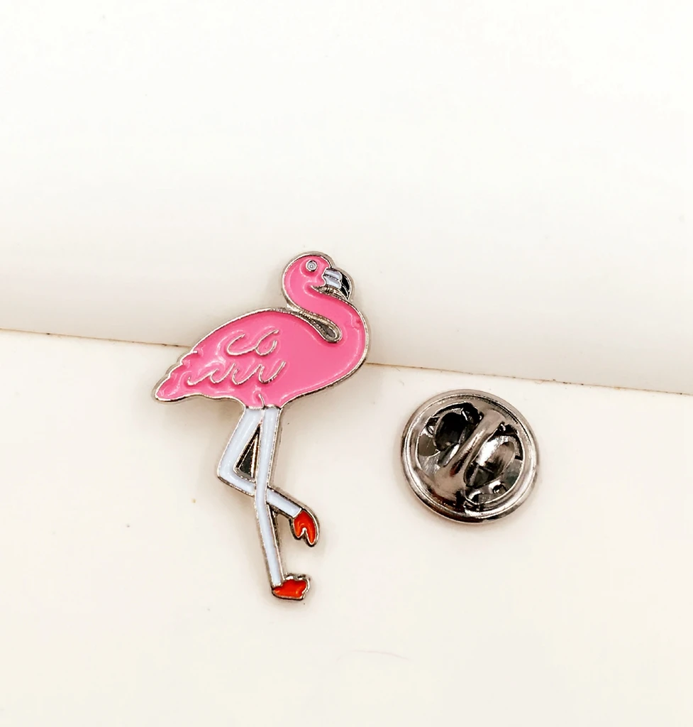 Lots 5pcs Pink Flamingo Lapel Hat Tie Pin Badge / Bird Lovers Brooch Brand New Fans Gifts Jewelry 3 X1.4 CM | Украшения и