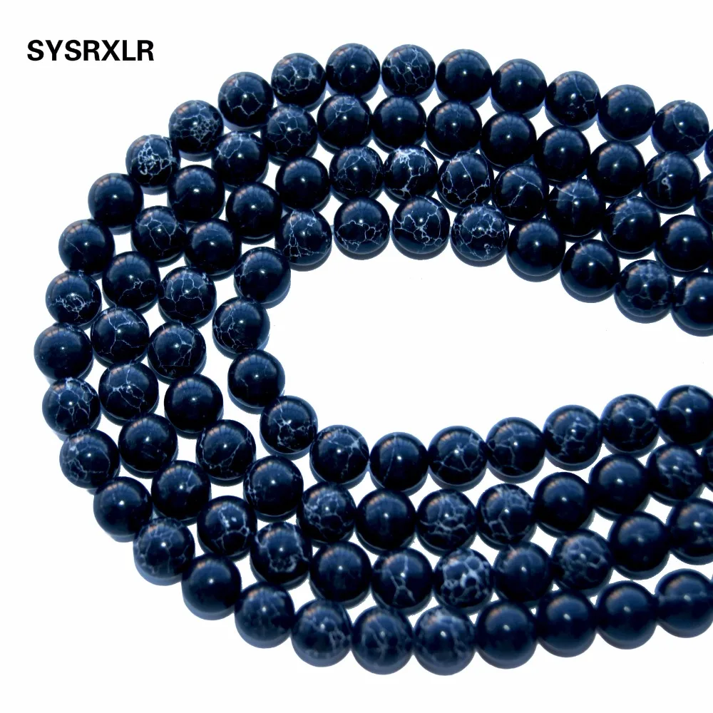 Оптовая Продажа AAA + черный натуральный камень бусины бирюзы для