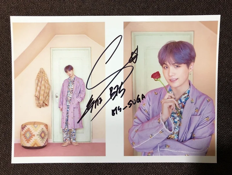 Ручная подпись Bangtan Boys SUGA фото с автографом карта души: PERSONA 5*7 042019D|Открытки и
