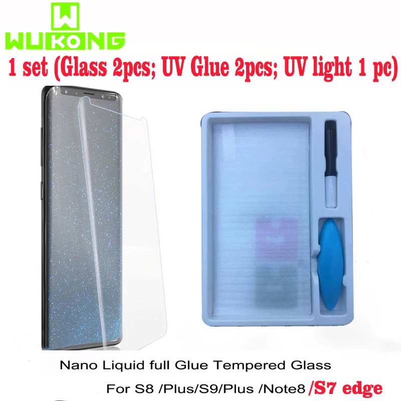 

2pcs Full Glue UV Liquid Glass for Samsung S9 Plus UV Light For Galaxy Note9 Screen Protector For Samsung note 20 ultra S10Plus