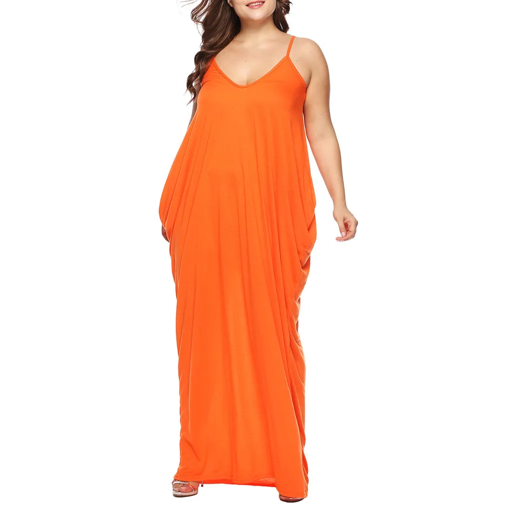 Сексуальное однотонное платье большого размера женское вечернее свободное