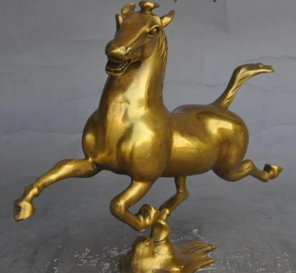 Китайский латунный по феншуй успех животных Зодиак лошадь верховой езды Chebi Статуя Скульптура