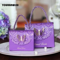 50pcslot high quality laser cut butterfly flower gift bags candy boxes wedding favors portable gift box party favor decoration
