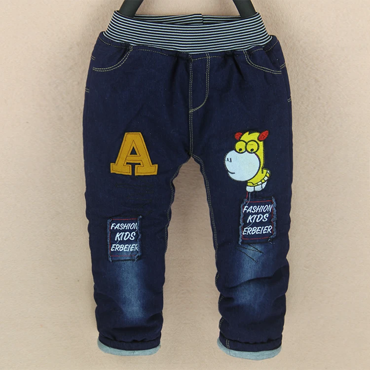 Супер акции Новинка 2017 года зимние детские джинсы для мальчиков теплый модный