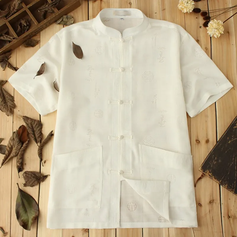 Одежда для мужчин в китайском стиле с крылом Чун Кунг Фу топ коротким рукавом