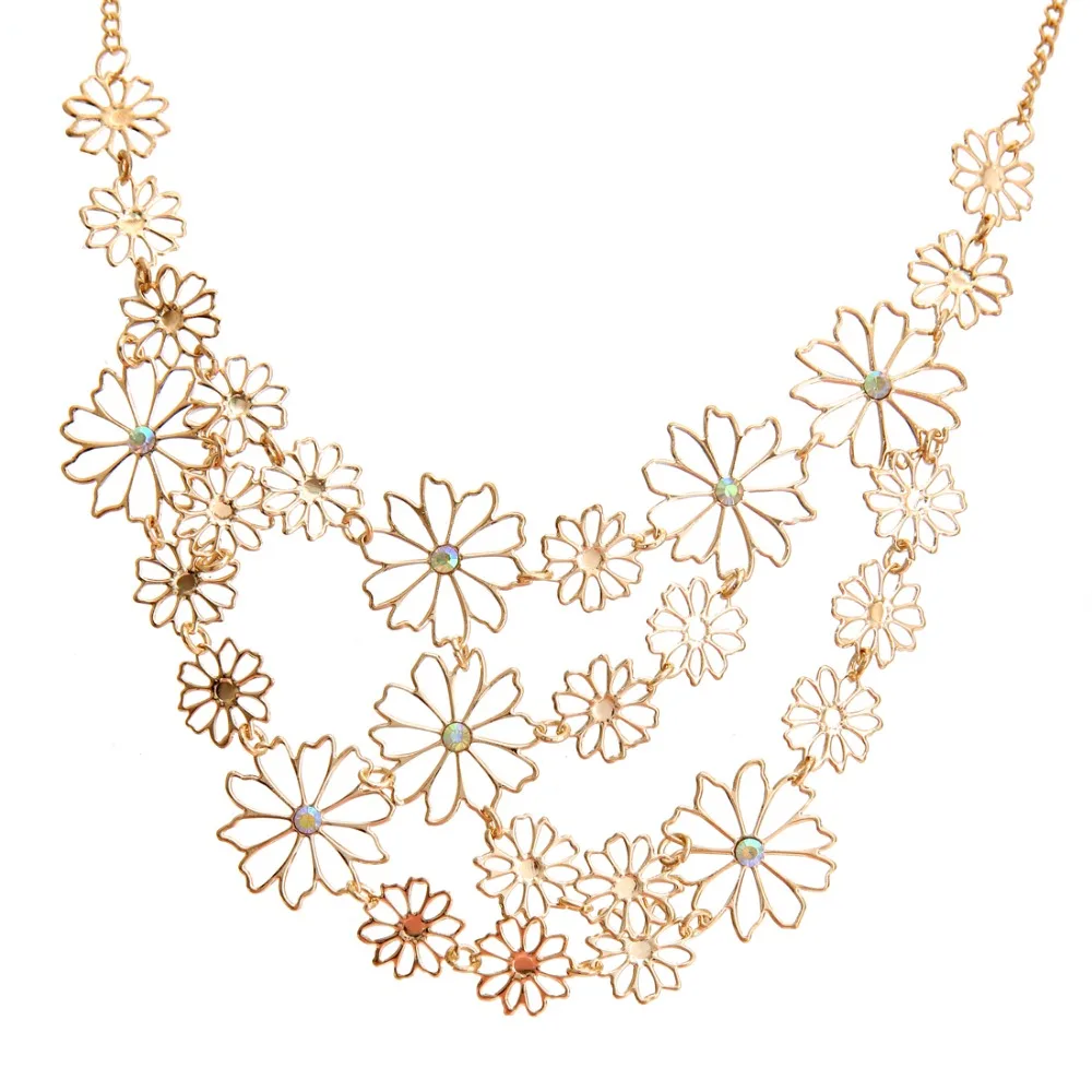 Hesiod Vintage Bohemian Multi-layer Hollowed Flower Necklace for Women image 2