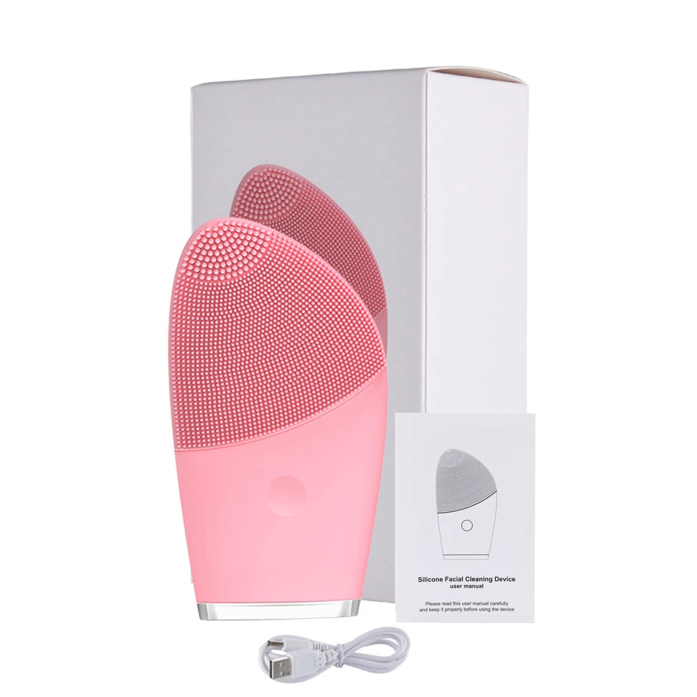 

Chargeable Face Clean Brush Vibration Silicone Pore Pimple Cleansing Brush Massager Facial Brush Tool Skin Care Cleaner Massager