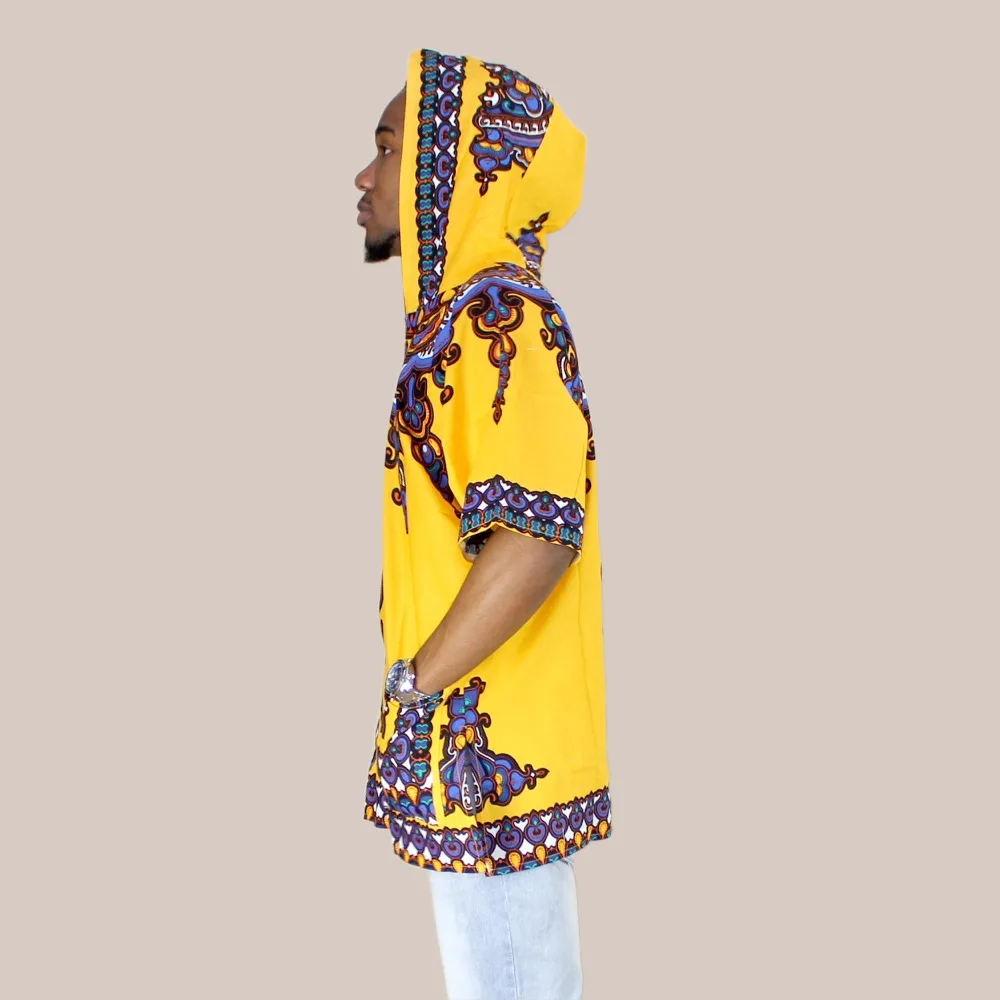 Dashikiage желтая Мужская хипстерская хип хоп африканская Дашики ткань удлиненная