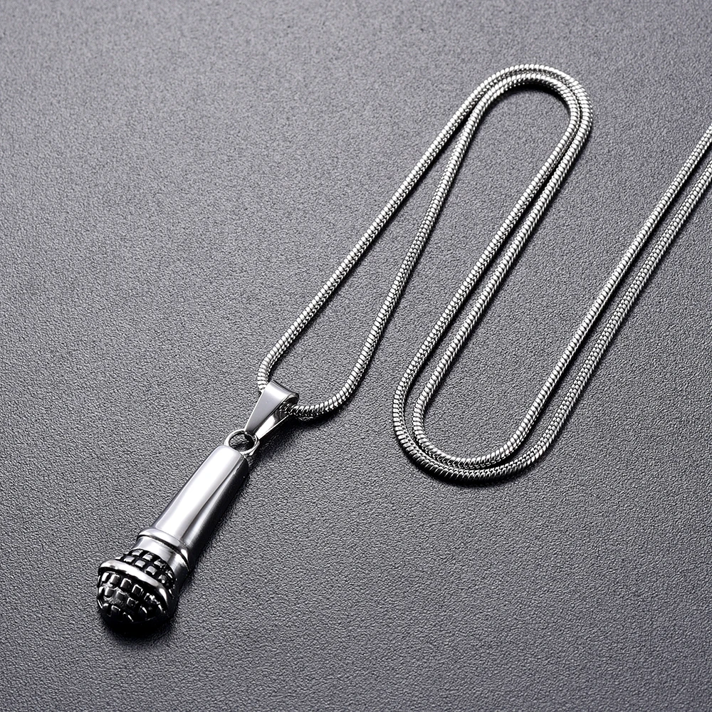 

IJD9970 Stainless Steel Microphone Memorial Urn Necklace For Women&Men Keepsake Cremation Jewelry Pendant With Free Funnel Kits