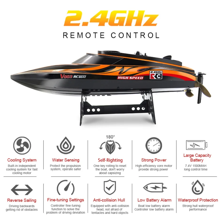 Flytec высокая скорость RC лодка V003 2 4 ГГц 2CH 30 км/ч гоночный пульт дистанционного