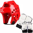 Шлем для тхэквондо, для взрослых, мужской, женский, из искусственной кожи, борьба таэквондо протектор, 1 комплект, защита для рук и ног белого цвета